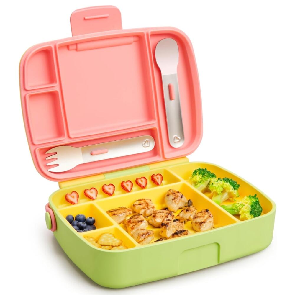 Lunch Bento Box for Kids and Toddlers, Includes Stainless Steel Utensils- 18mos+